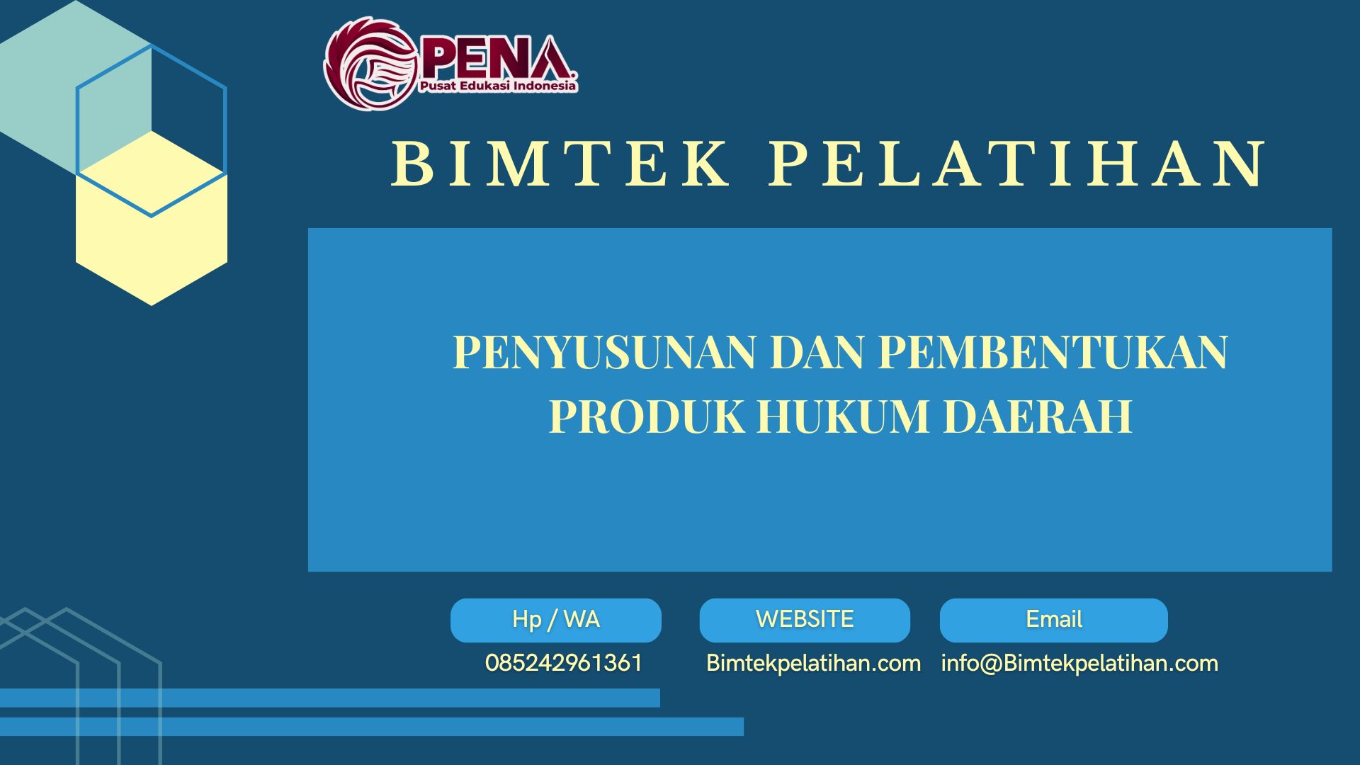 Bimtek Pelatihan Penyusunan dan Pembentukan Produk Hukum Daerah Tahun 2026 Jadwal Terbaru