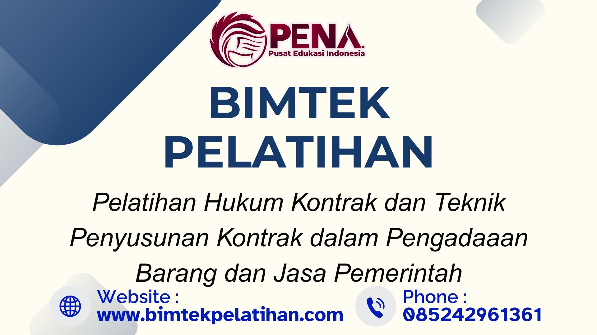 Bimtek Pelatihan Hukum Kontrak dan Teknik Penyusunan Kontrak dalam Pengadaaan Barang dan Jasa Pemerintah Regulasi Terbaru 2026